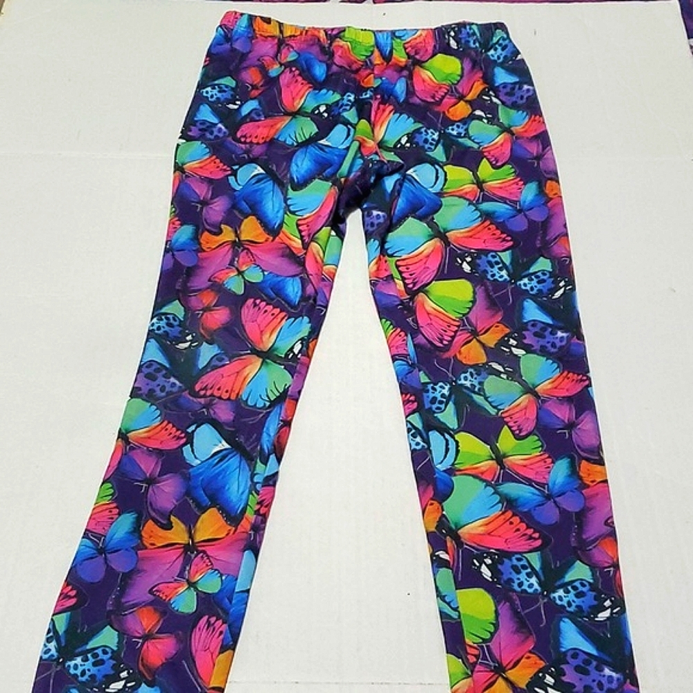 FabKids Colorful Butterflies 14 Girls Leggings Athleisure Lounging